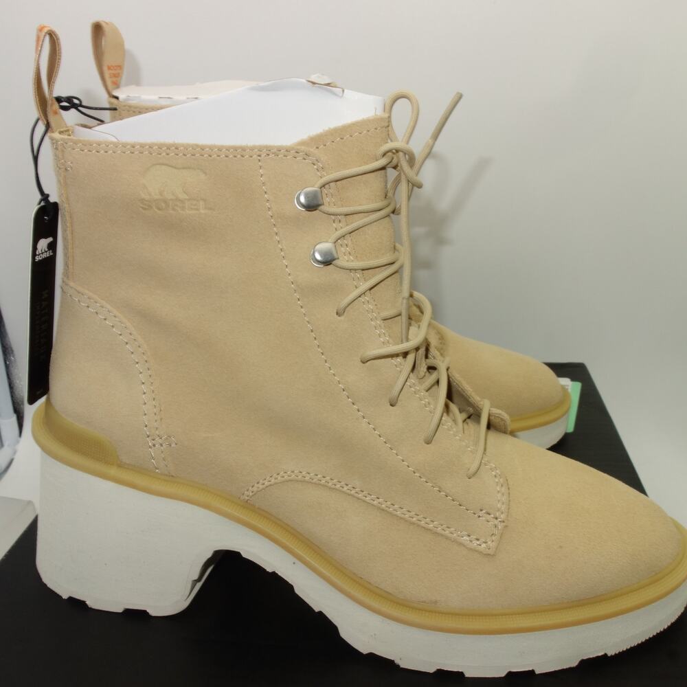 NEW Sorel Hi Line Lace Boots Bleached Ceramic Buff Tan Women's 10